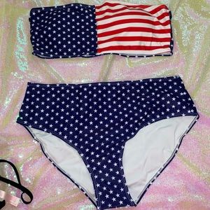 NWT Plus American Flag Bikini